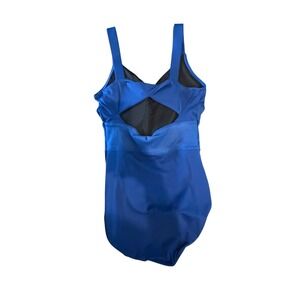 Danz N Motion Royal Blue Mesh Waist Keyhole Back Dance Leotard Womens Large